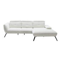 Sedačka SEATTLE, pravá, biely menčester, bez vankúšov - čierna/biela, Modern, kov/kompozitné drevo (301/196cm) - Premium Living