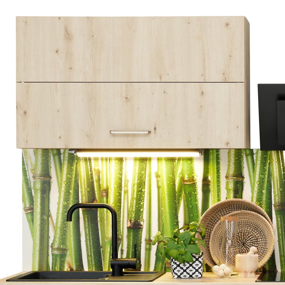 Küchenzeile Ip1200 ohne Geräte 310 cm Weiß/Eiche Dekor - Eichefarben/Weiß, Basics, Holzwerkstoff (310cm)