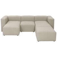 Wohnlandschaft Lena Creme Flachgewebe - Creme, Design, Textil (160/275/235cm) - Max Winzer