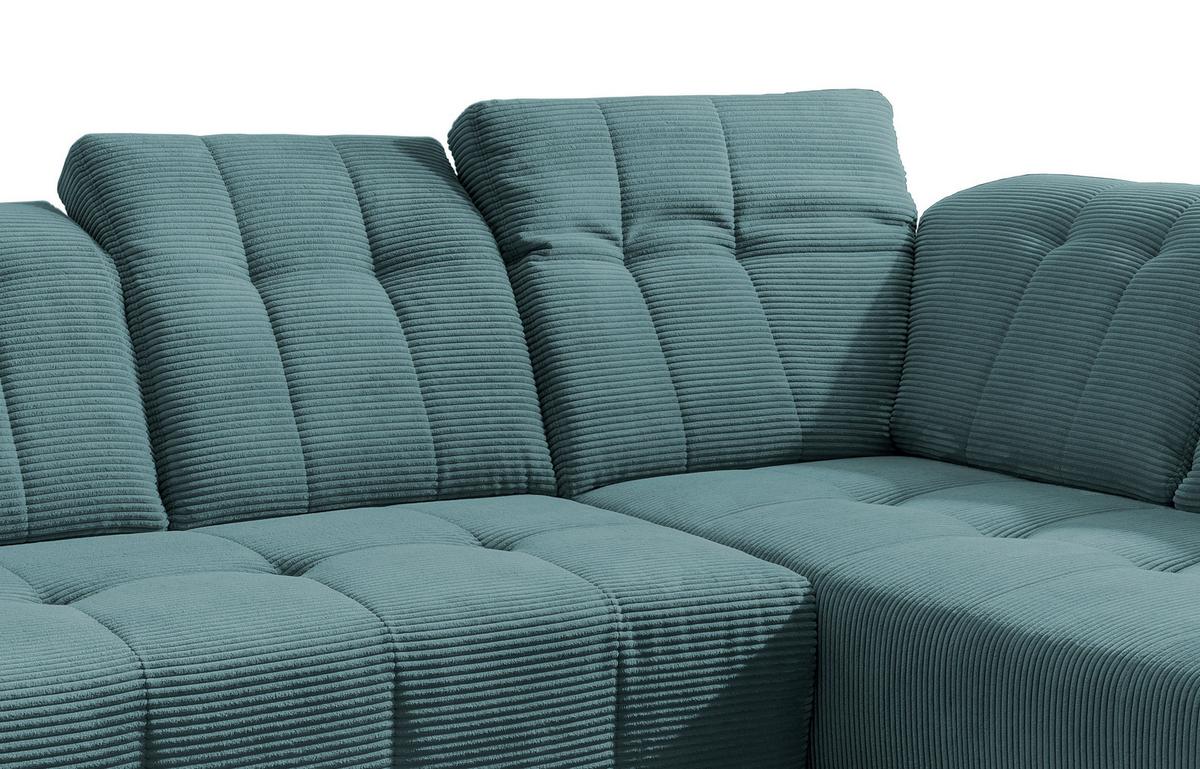 Ecksofa mit USB Anschluss Sano, Petrol, S: 261x200 cm - Petrol/Schwarz, MODERN, Textil (261/200cm) - Livetastic