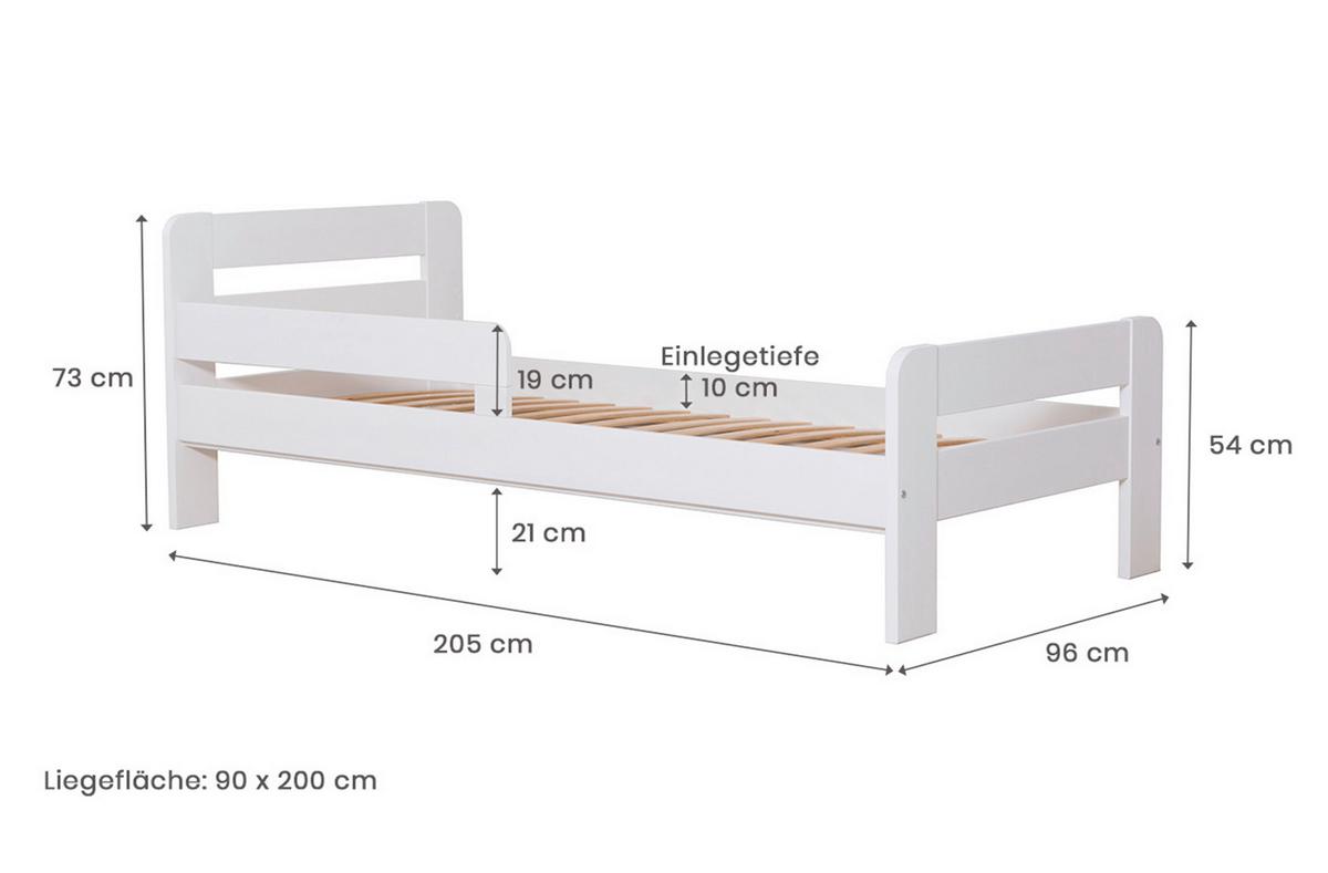 Bett Bennet Weiß Lf: 90x200 Cm - Weiß, MODERN, Holz (90/200cm) - MID.YOU