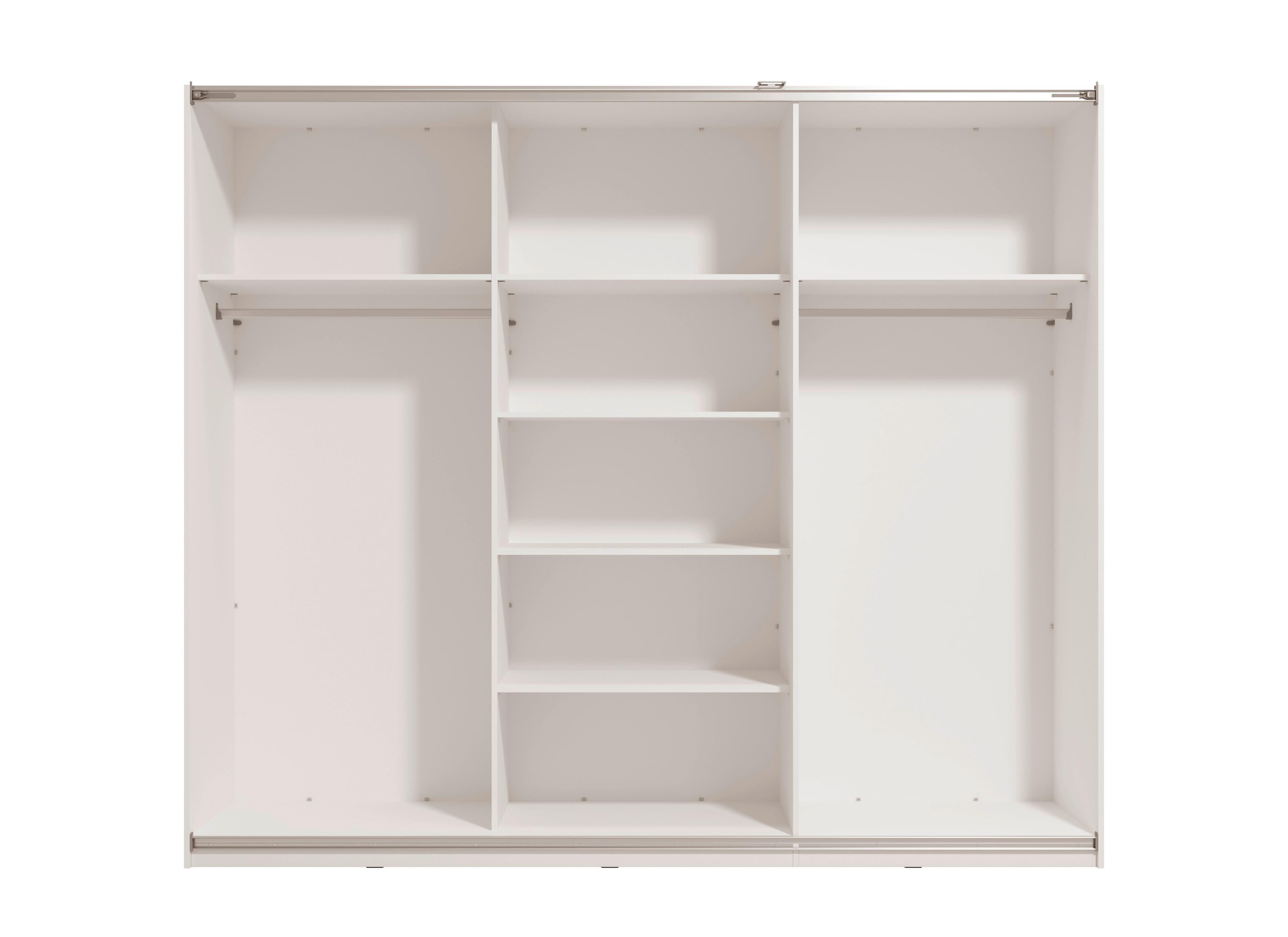 Tolóajtós Szekrény Ksanti 262/224 Cm - fehér/magasfényű fehér, Basics, faalapú anyag (262,5/224/65,5cm)