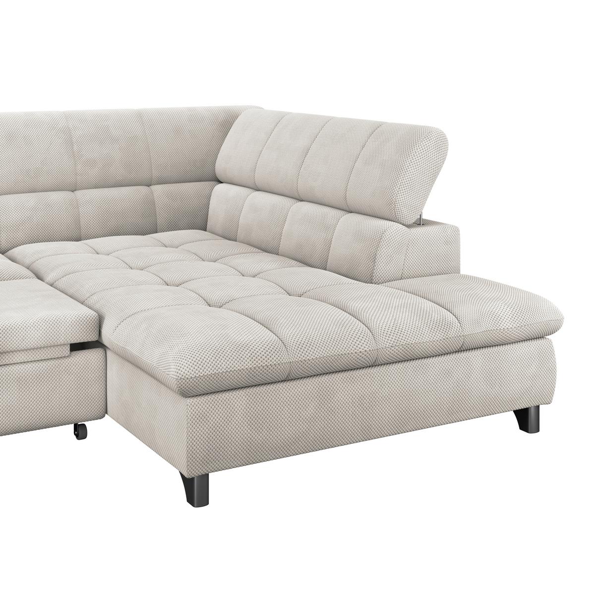 Ecksofa Gemini Creme, B: 312 cm - Chromfarben/Creme, KONVENTIONELL, Textil (312/234cm)
