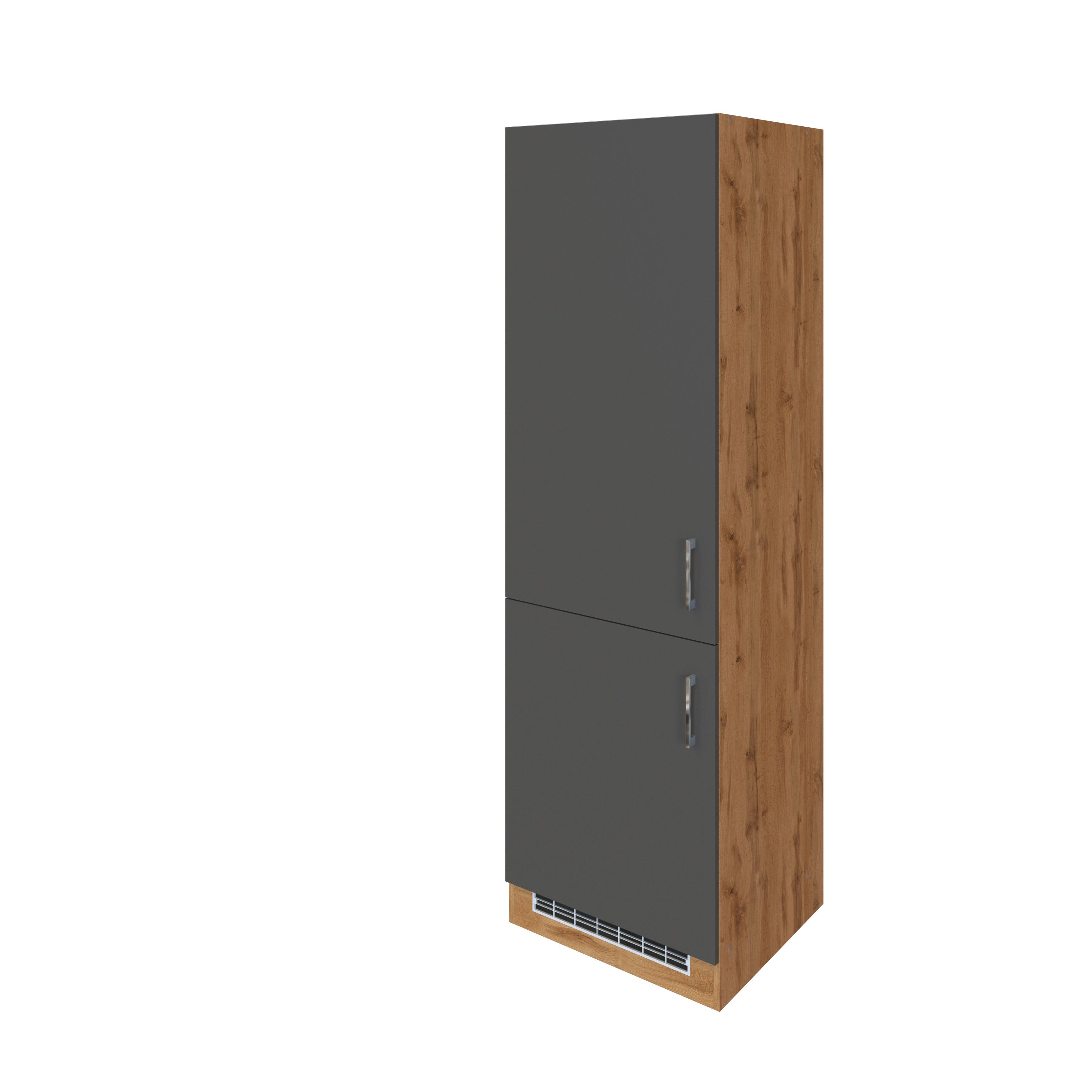 Kühlschrank-Umbauschrank Kombi B: 60 cm Anthrazit - Anthrazit, MODERN, Holzwerkstoff (60/200/60cm) - Held