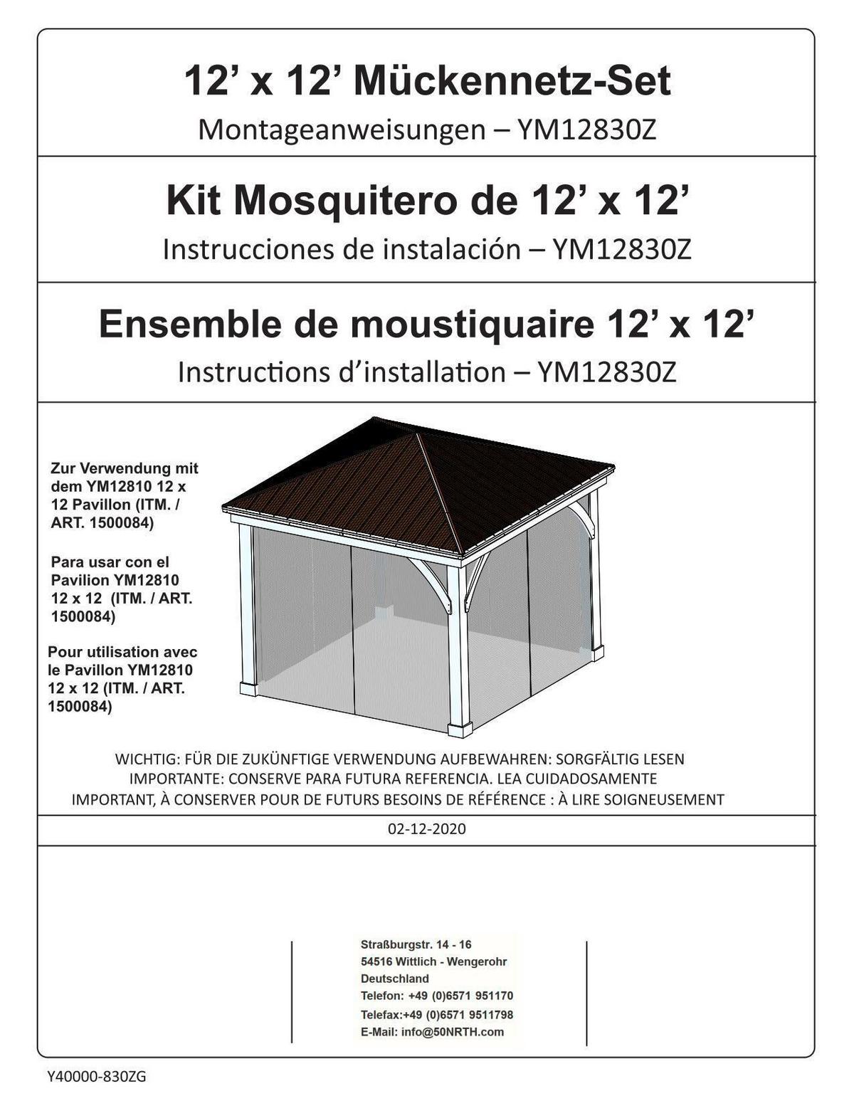 Mückennetz Moskitonetz Devon 12x12 - Schwarz, Basics, Kunststoff (360/320/360cm)