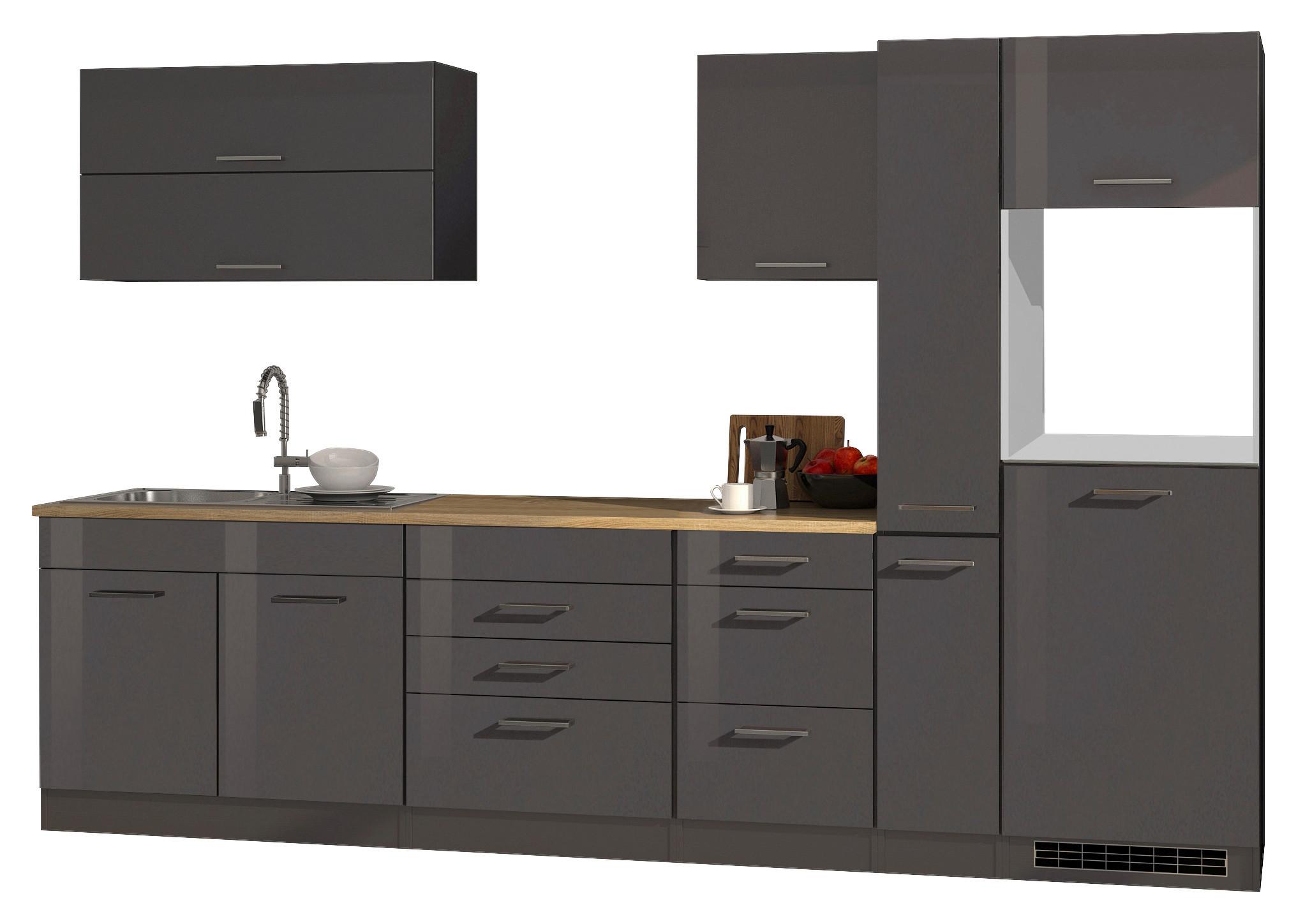 Küchenleerblock Mailand Graphitfarben B: 320cm - Graphitfarben/Sonoma Eiche, MODERN, Holzwerkstoff (320cm) - Held
