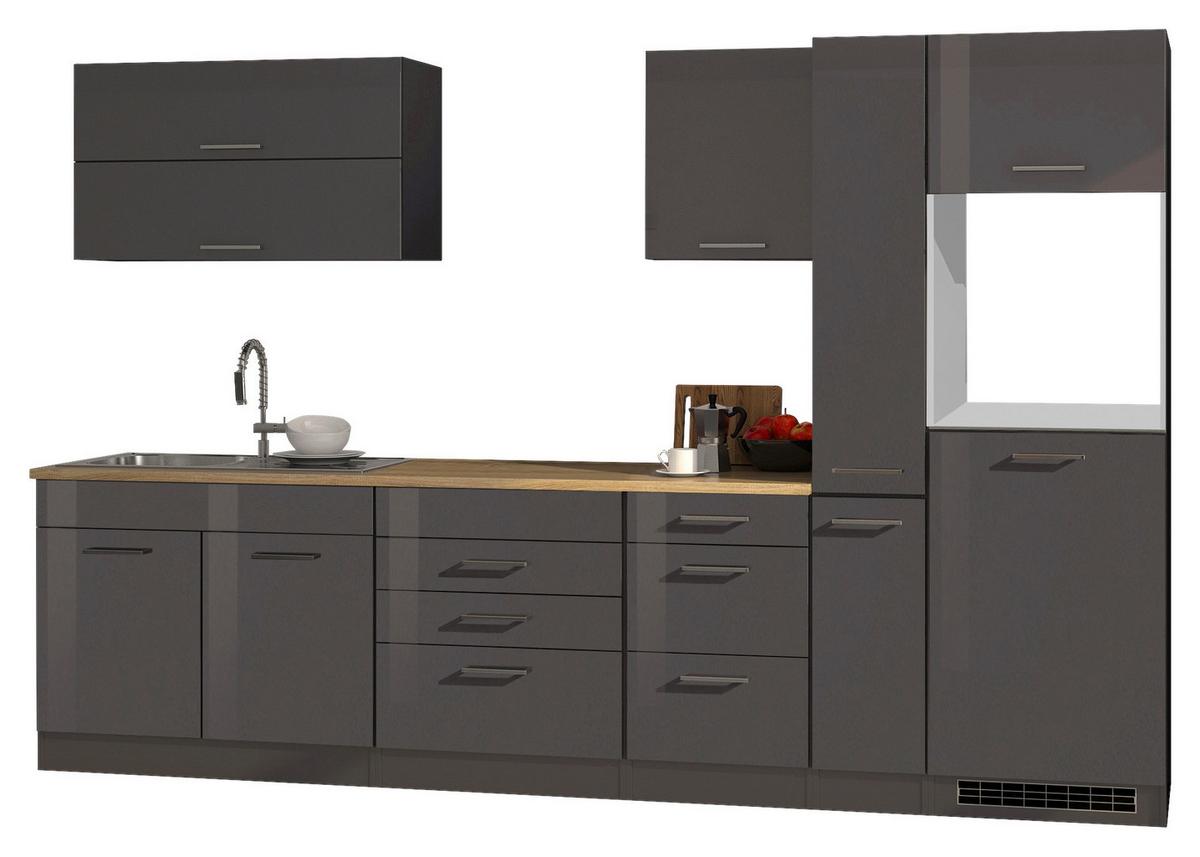 Küchenleerblock Mailand Graphitfarben B: 320cm - Graphitfarben/Sonoma Eiche, MODERN, Holzwerkstoff (320cm) - Held