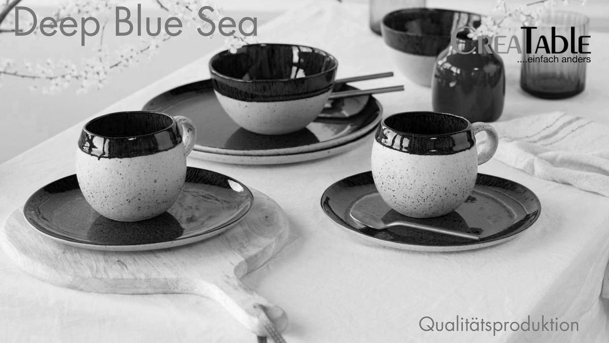 Kombinovaná souprava 8- dílná - modrá/béžová, Trend, keramika (29,5/31/34cm) - Creatable