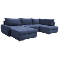 Ecksofa Canion - Chromfarben/Dunkelblau, Design, Textil (174/322/173cm) - Livetastic