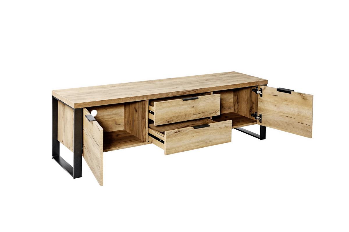 TV-Element Loop TV B: 152 cm Eichefarben/Schwarz - Eichefarben/Anthrazit, Design, Holzwerkstoff/Metall (152/45/40cm)