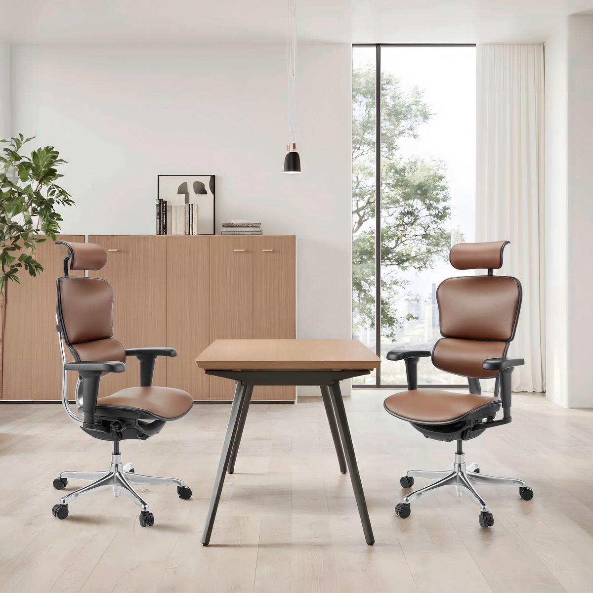 Drehstuhl Ergohuman Ultra Gen Braun/Schwarz B: 65cm - Silberfarben/Schwarz, MODERN, Leder/Kunststoff (65/132/60cm) - MID.YOU