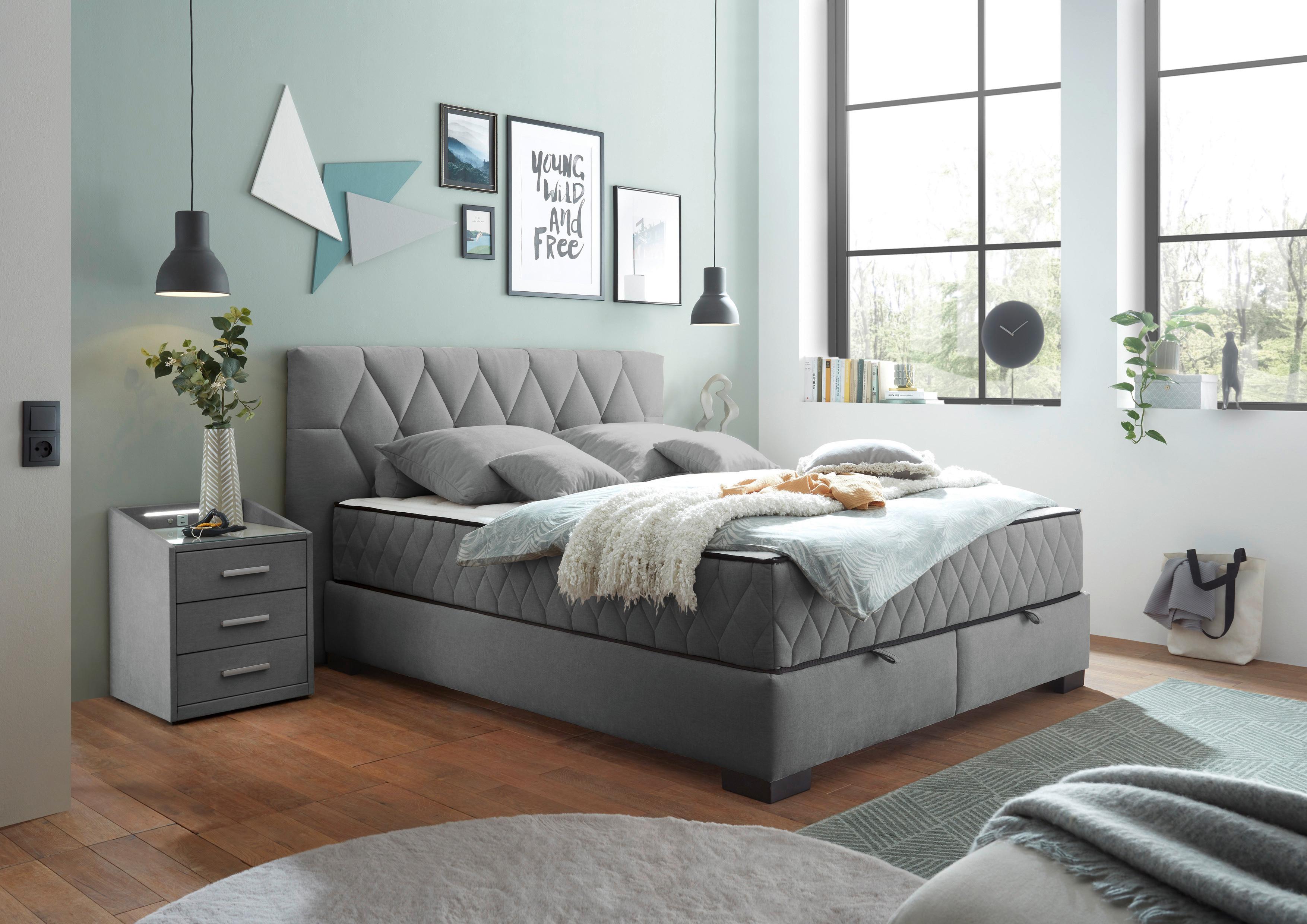 Boxbett Nagol B - Anthrazit/Schwarz, MODERN, Holzwerkstoff/Textil (160/200cm) - MID.YOU