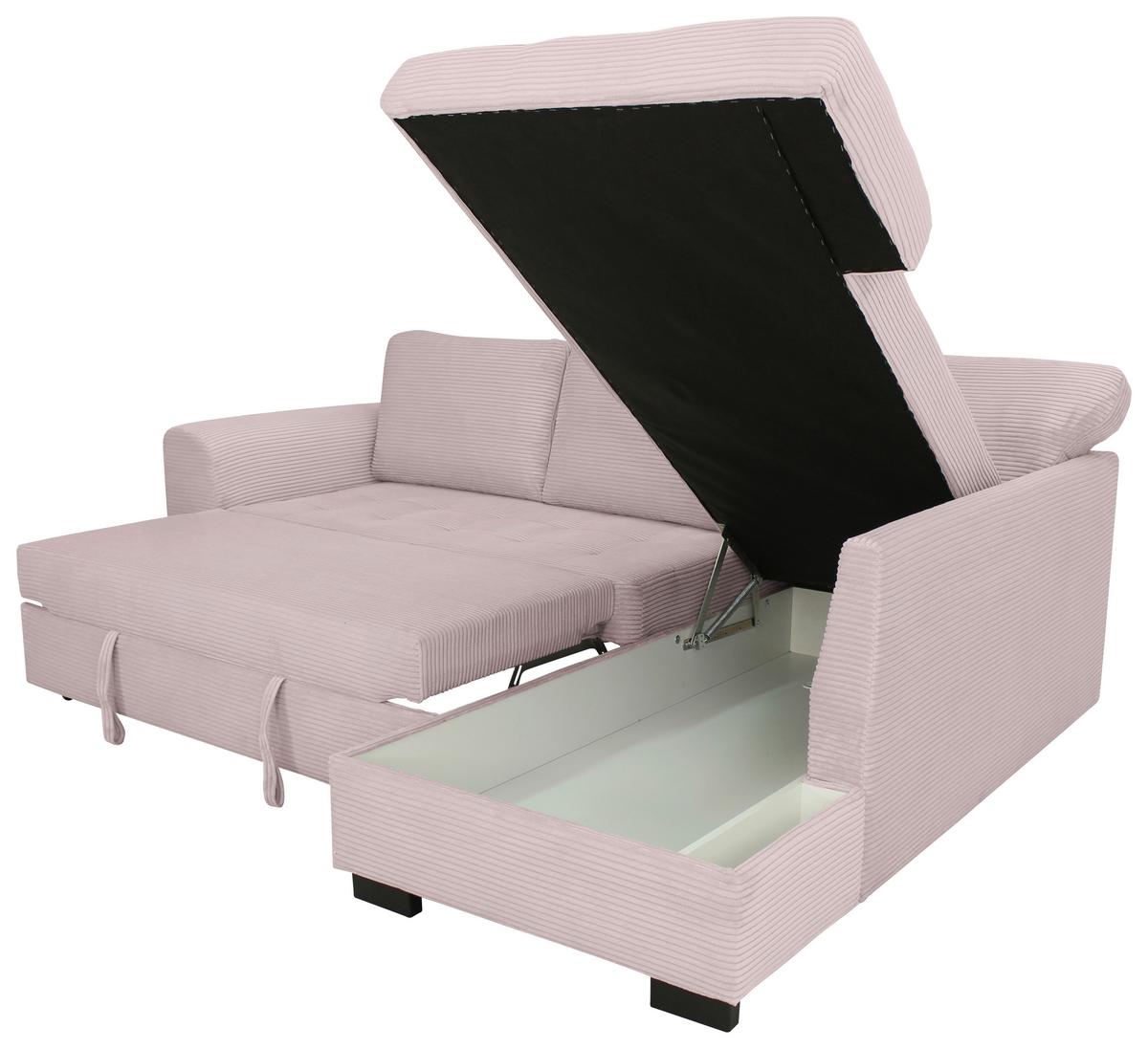 Ecksofa John Rosa S: 239x178 cm - Schwarz/Rosa, Trend, Textil (239/178cm)