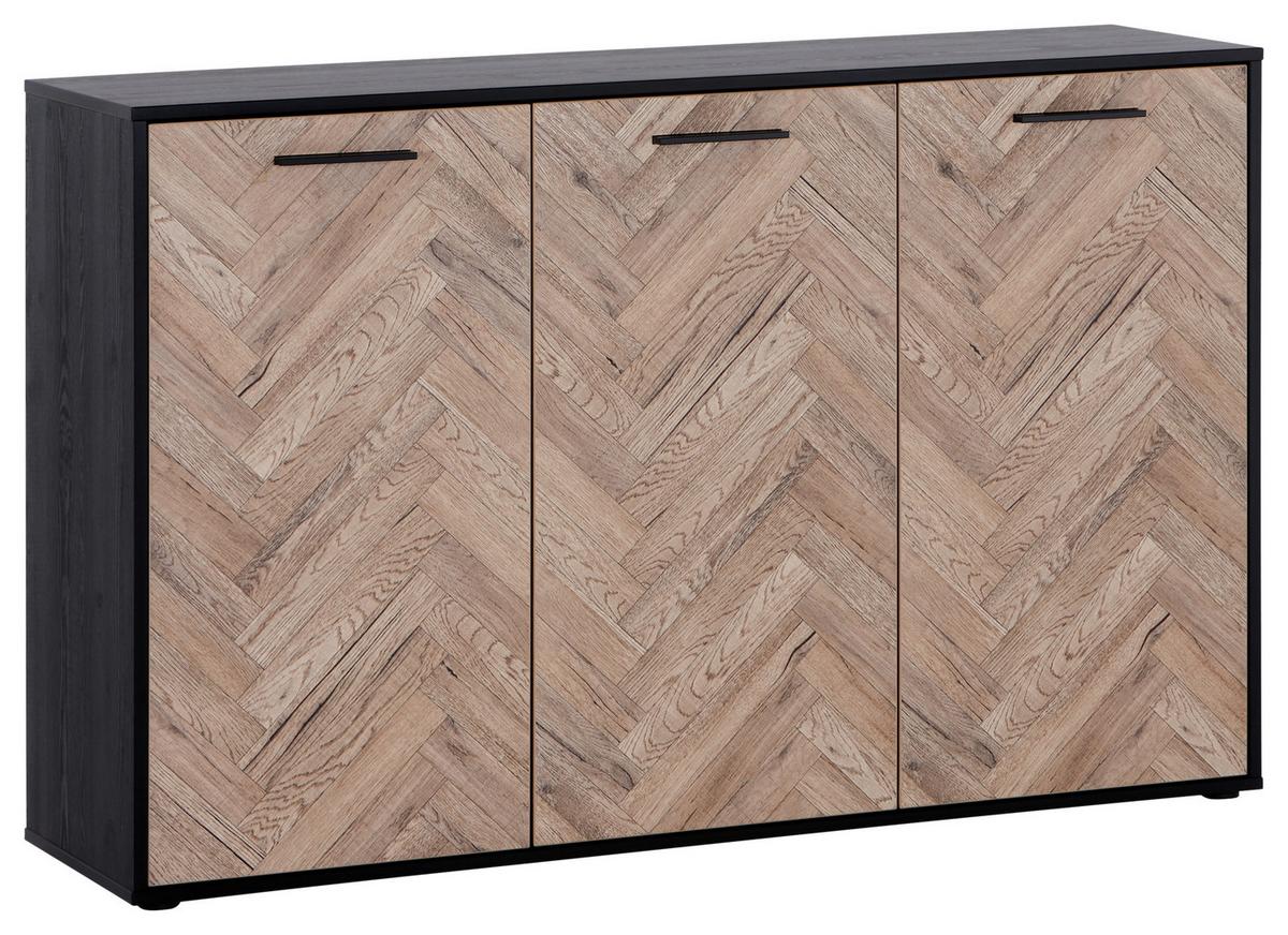 Kommode B: 140 Cm Hamburg Eichefarbe - Eichefarben/Schwarz, MODERN, Holzwerkstoff (140/90/40cm)