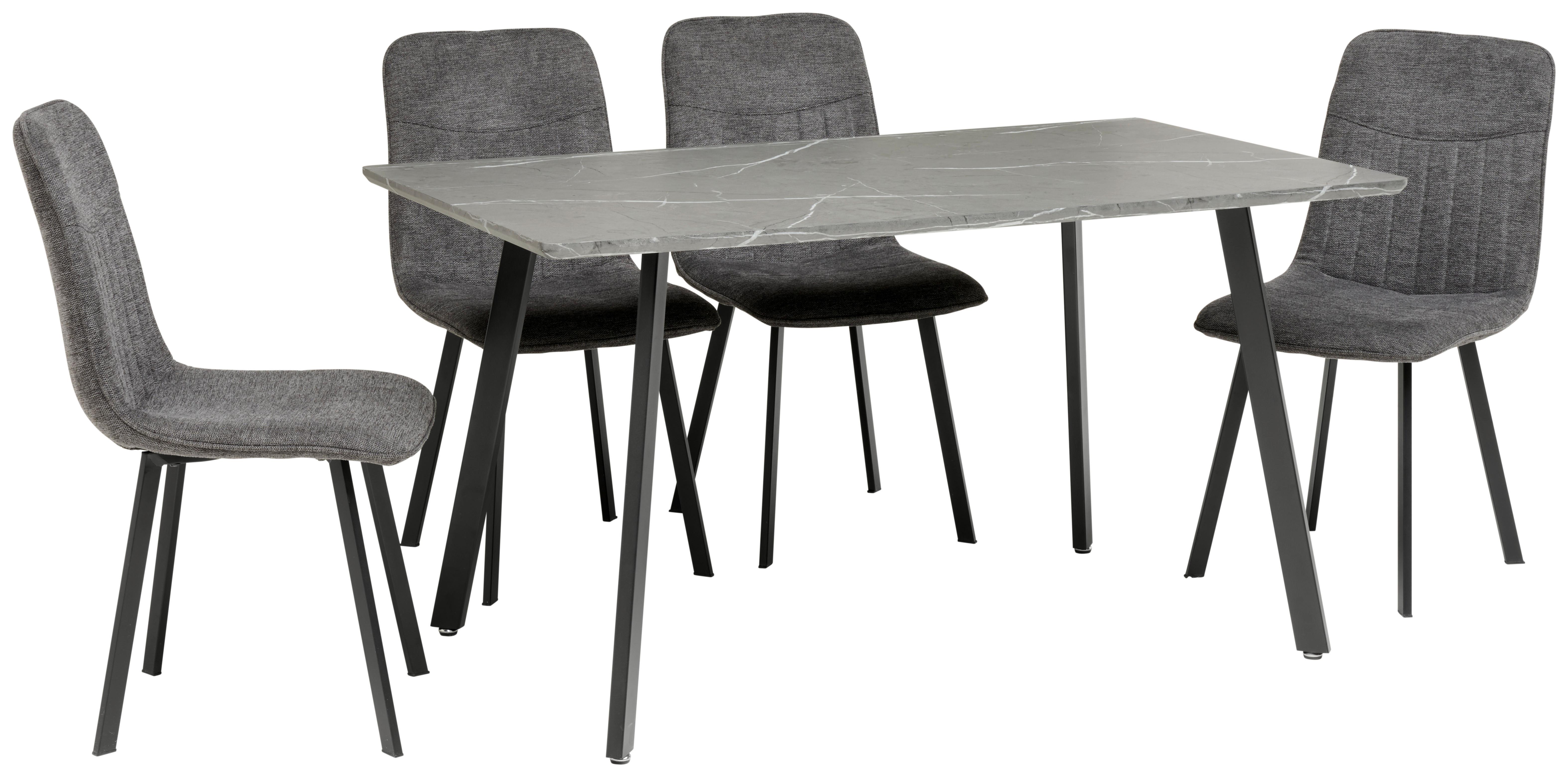 Tischgruppe Mackay 5-Tlg. Metall/Textil Grau, B: 140cm