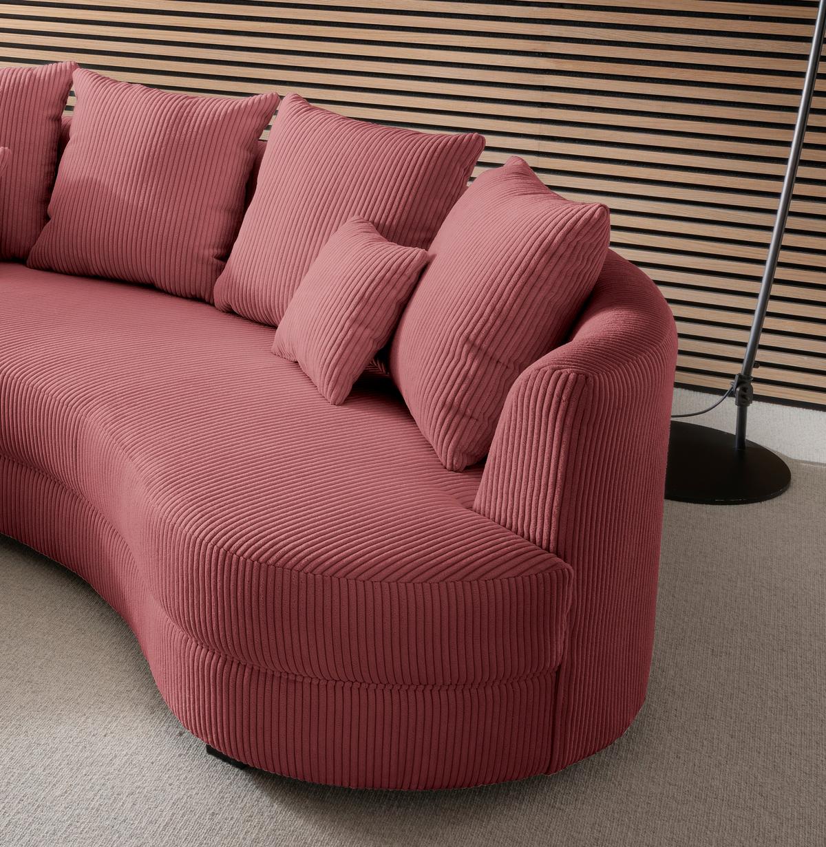 Wohnlandschaft Limoncello Koralle S: 160x300 cm - Koralle/Schwarz, Design, Textil (160/300cm) - Livetastic