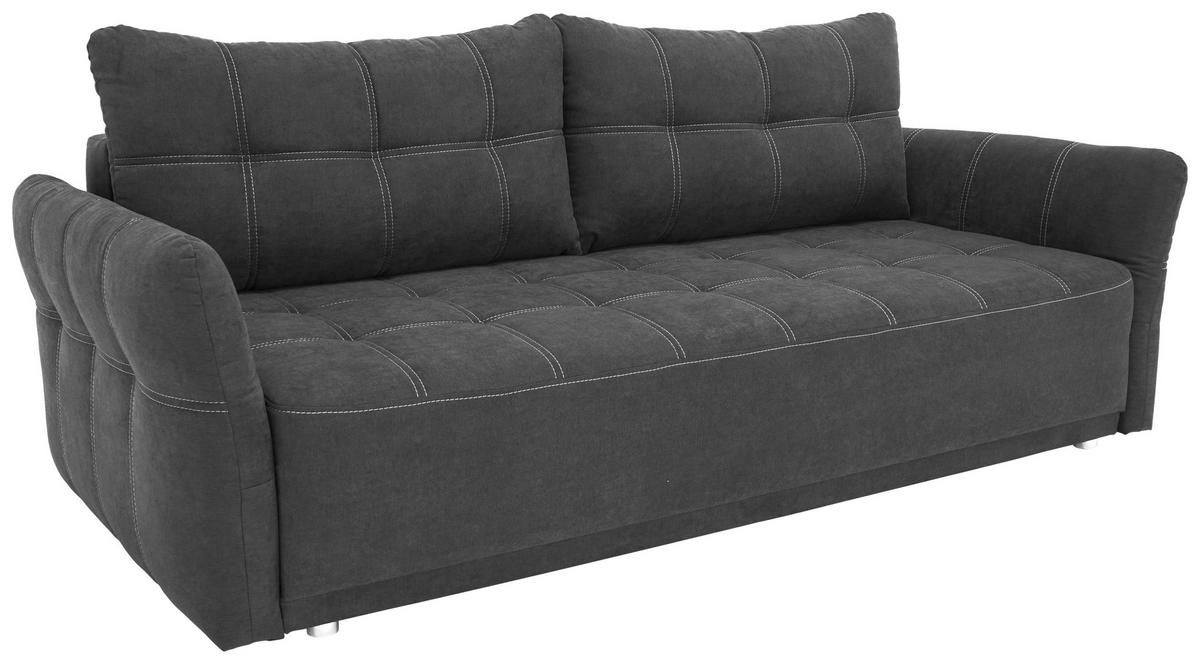 Veľká pohovka PASCAL, tmavohnedá - tmavohnedá, Basics, kov/drevo (221/91/107cm)