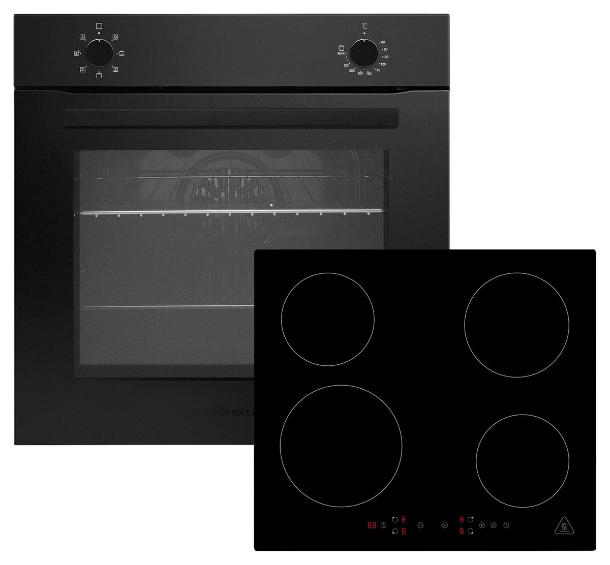 Herdset Schwarz B: 59,5 Cm - Schwarz, Basics, Glas/Metall (59,5/65,3/52,1cm) - Respekta