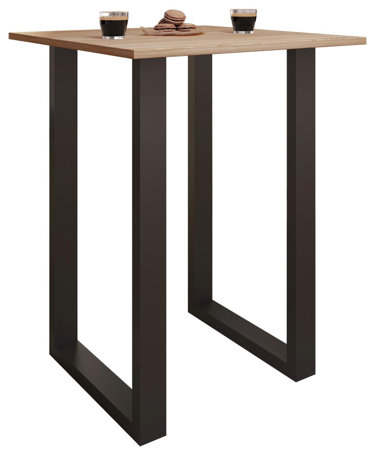 Bartisch Xona B 80x50 - Eichefarben/Schwarz, KONVENTIONELL, Holzwerkstoff/Metall (80/50/102cm)