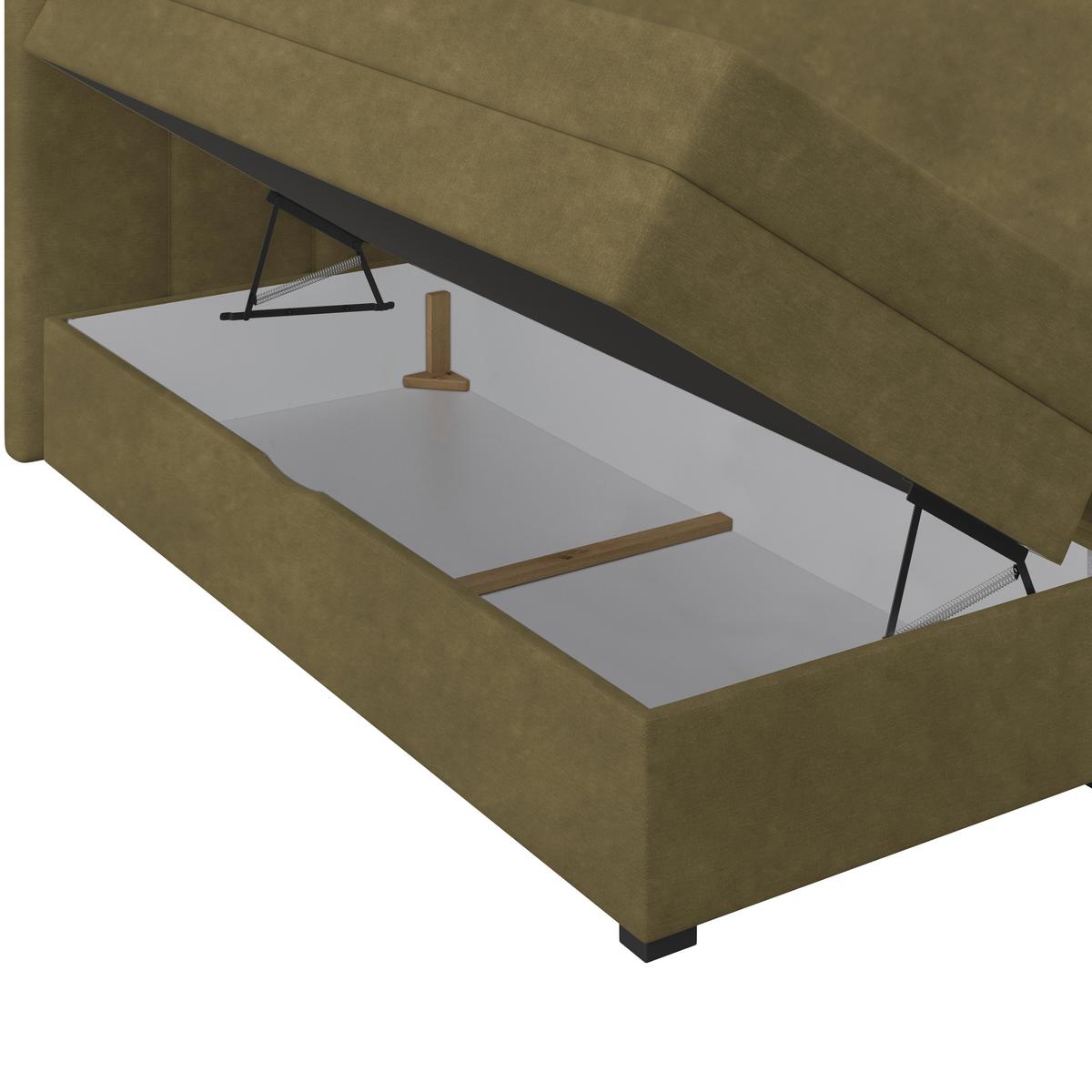 Boxspringbett mit Topper & Bettkasten 200x200 Lauro - Schwarz/Grün, Trend, Textil (200/200cm)