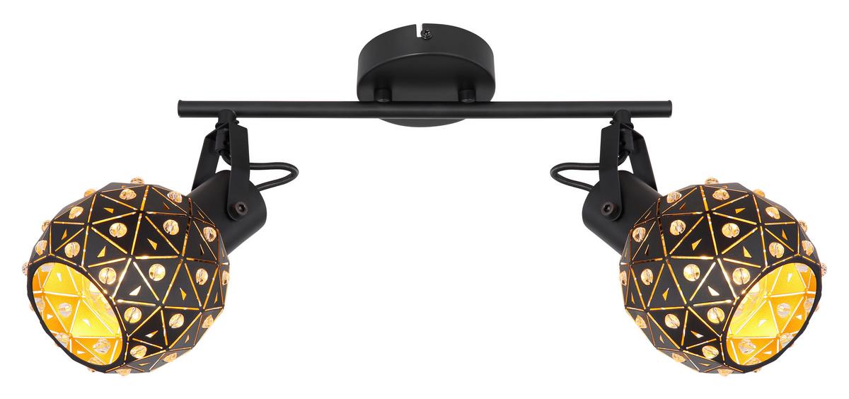 Strahler Jodie 2-flammig Verstellbar L: 35 Cm - Klar/Goldfarben, Basics, Glas/Metall (35/12/26cm) - Globo