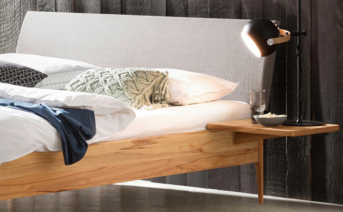 Bett Fanano Buchefarben 140x200 Cm - Buchefarben/Hellgrau, KONVENTIONELL, Holz/Textil (140/200cm) - Hasena