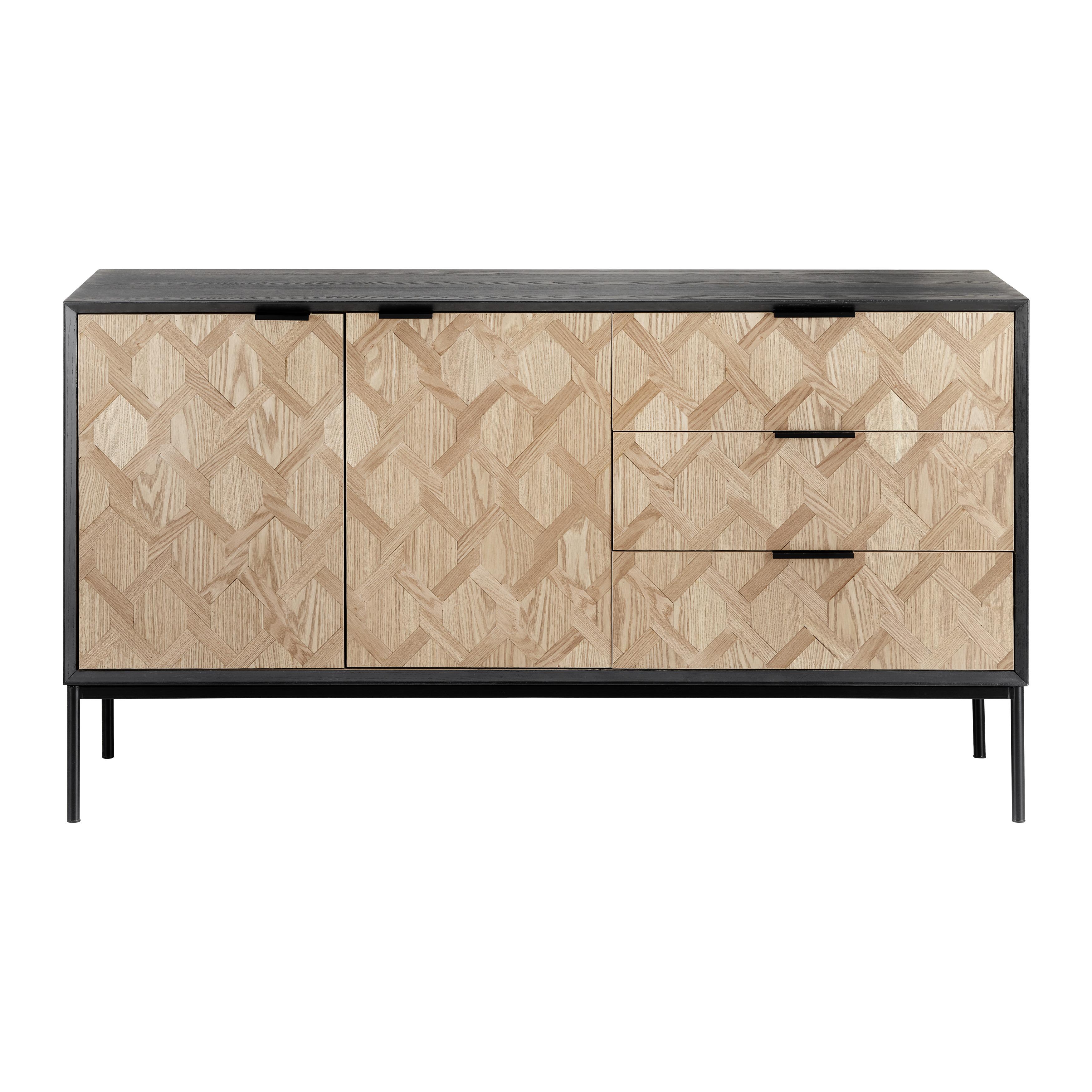 Sideboard Milano Jasan - černá/barvy jasanu, Moderní, kov/dřevo (144/79/40cm) - Bessagi Home