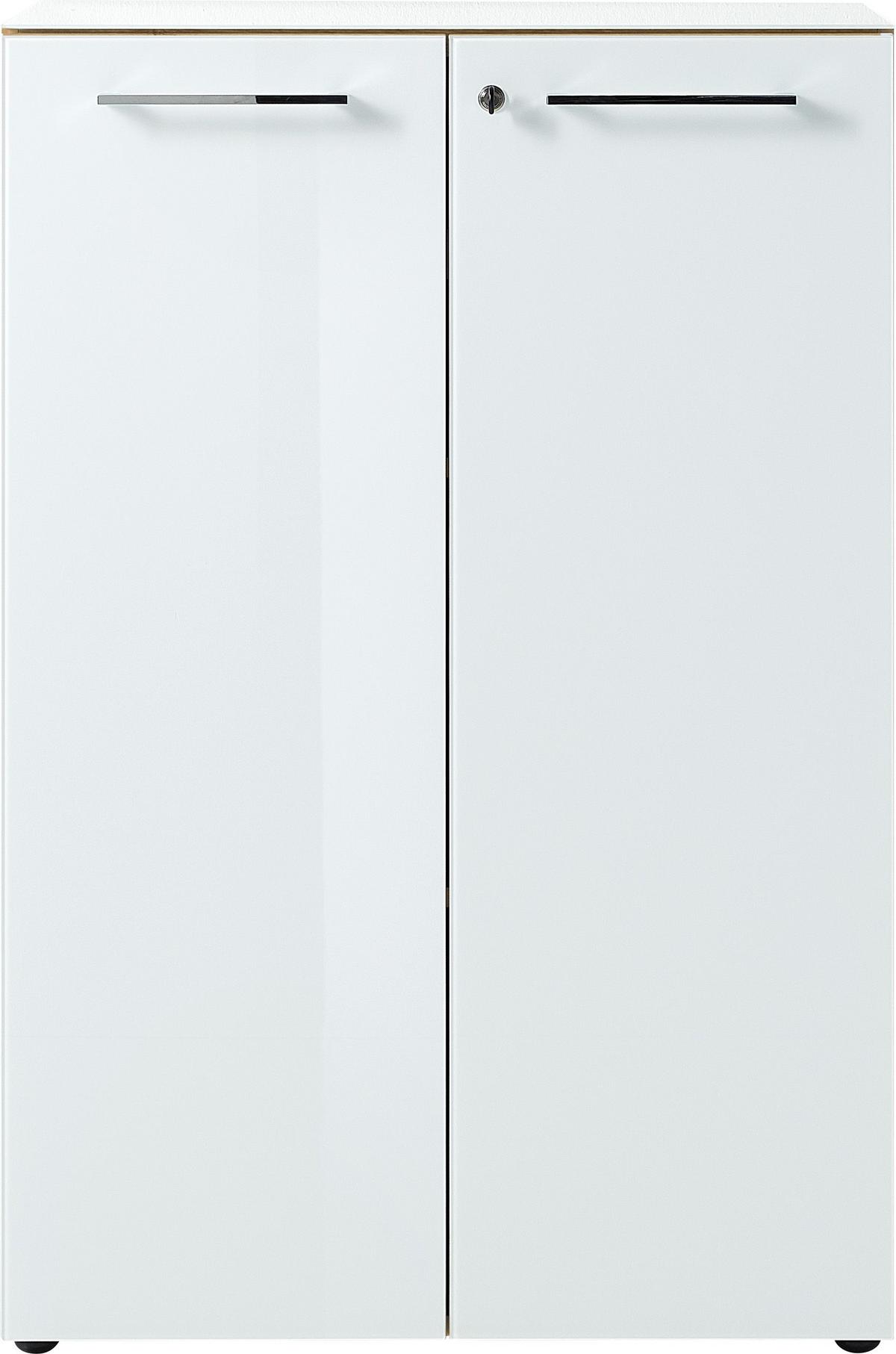 Aktenschrank Gw-Monteria Weiß/Eiche Dekor B: 80 cm - Eichefarben/Weiß, MODERN, Glas/Holzwerkstoff (80/120/37cm) - Germania