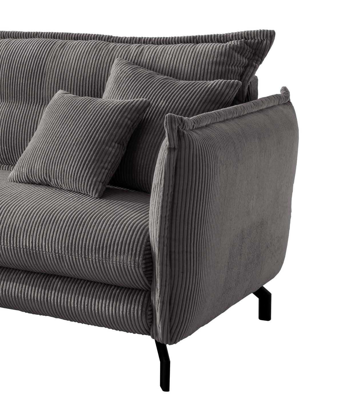Ecksofa Lava Grau S: 180/255 Cm - Schwarz/Grau, MODERN, Textil (180/255cm) - Livetastic