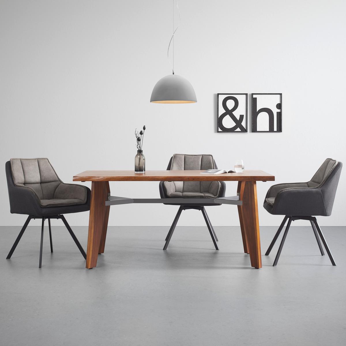 Jídelní sůl z akácie JASPER 160x90 cm - šedá/barvy akácie, Moderní, kov/dřevo (160/90/75cm) - Bessagi Home