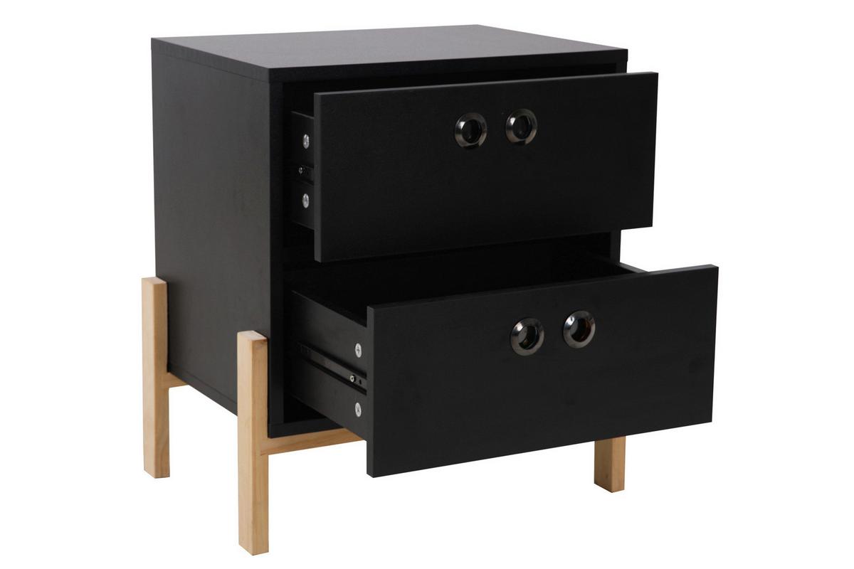 Kommode Schwarz B: 50cm - Schwarz/Naturfarben, Design, Holzwerkstoff (50/55/35cm) - Livetastic