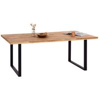 Esstisch mit Massivholz-Platte Barbara 200x100 cm Eiche - Eichefarben/Schwarz, MODERN, Holzwerkstoff/Metall (200/75/100cm)