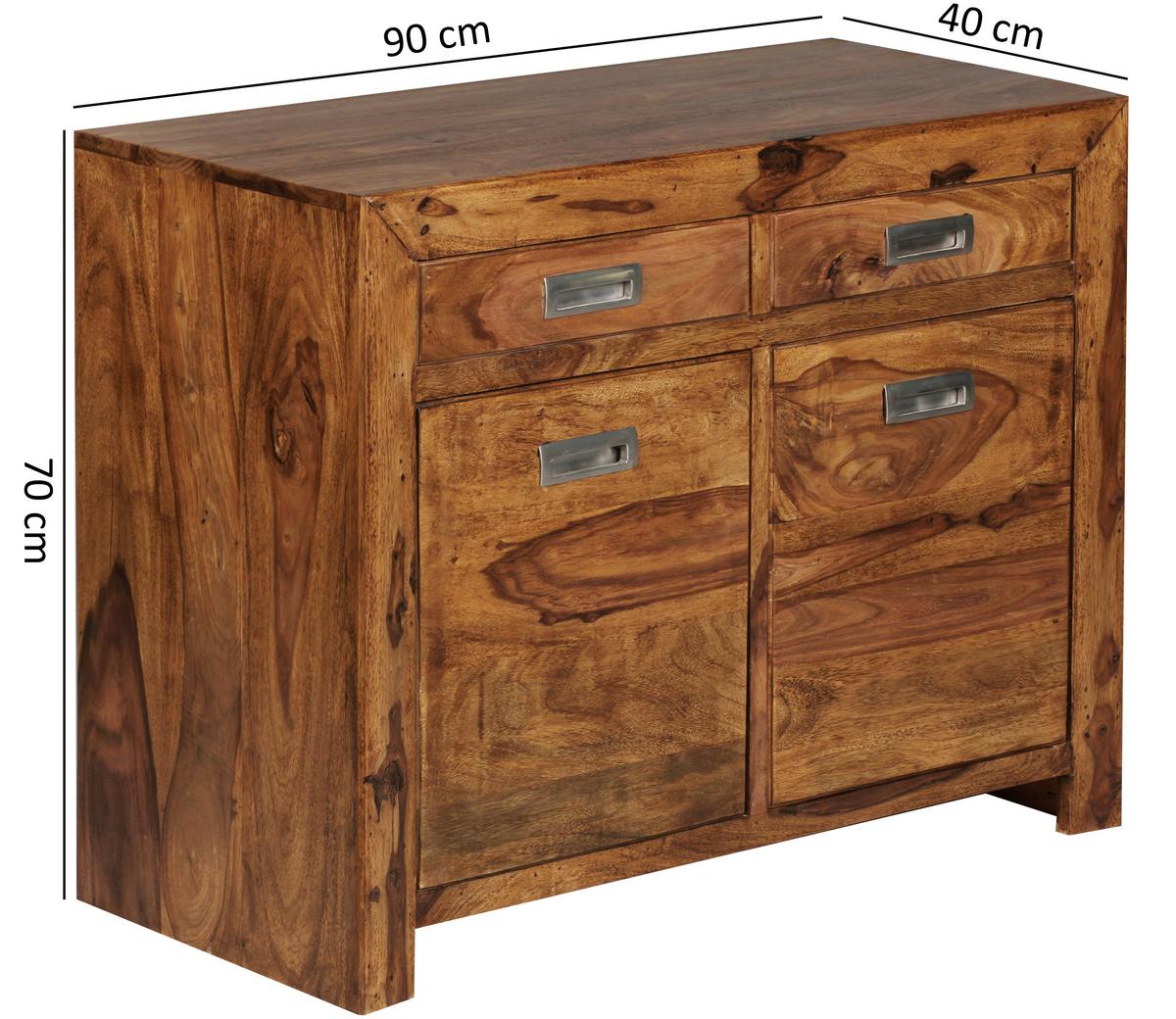 Sideboard Sheesham Sheeshamfarben B: 90 cm - Sheeshamfarben, Design, Holz (90/70/40cm) - MID.YOU