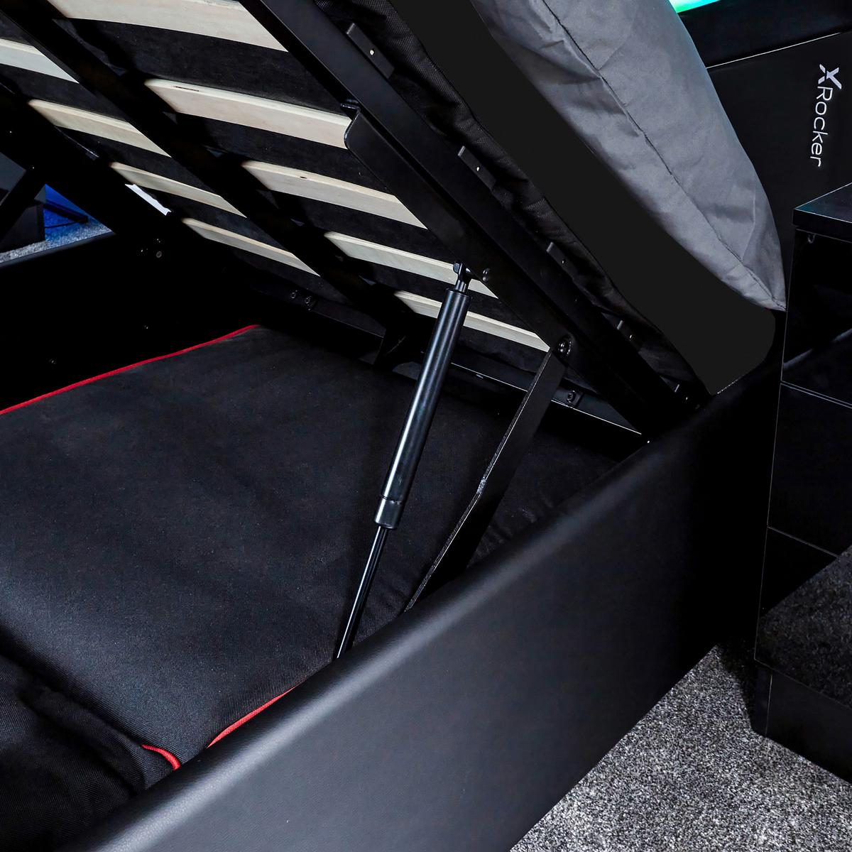 Bett inkl. Bettkasten U. Rost Schwarz, Lf: 90x200 cm - Schwarz, MODERN, Holzwerkstoff (90/200cm) - X Rocker