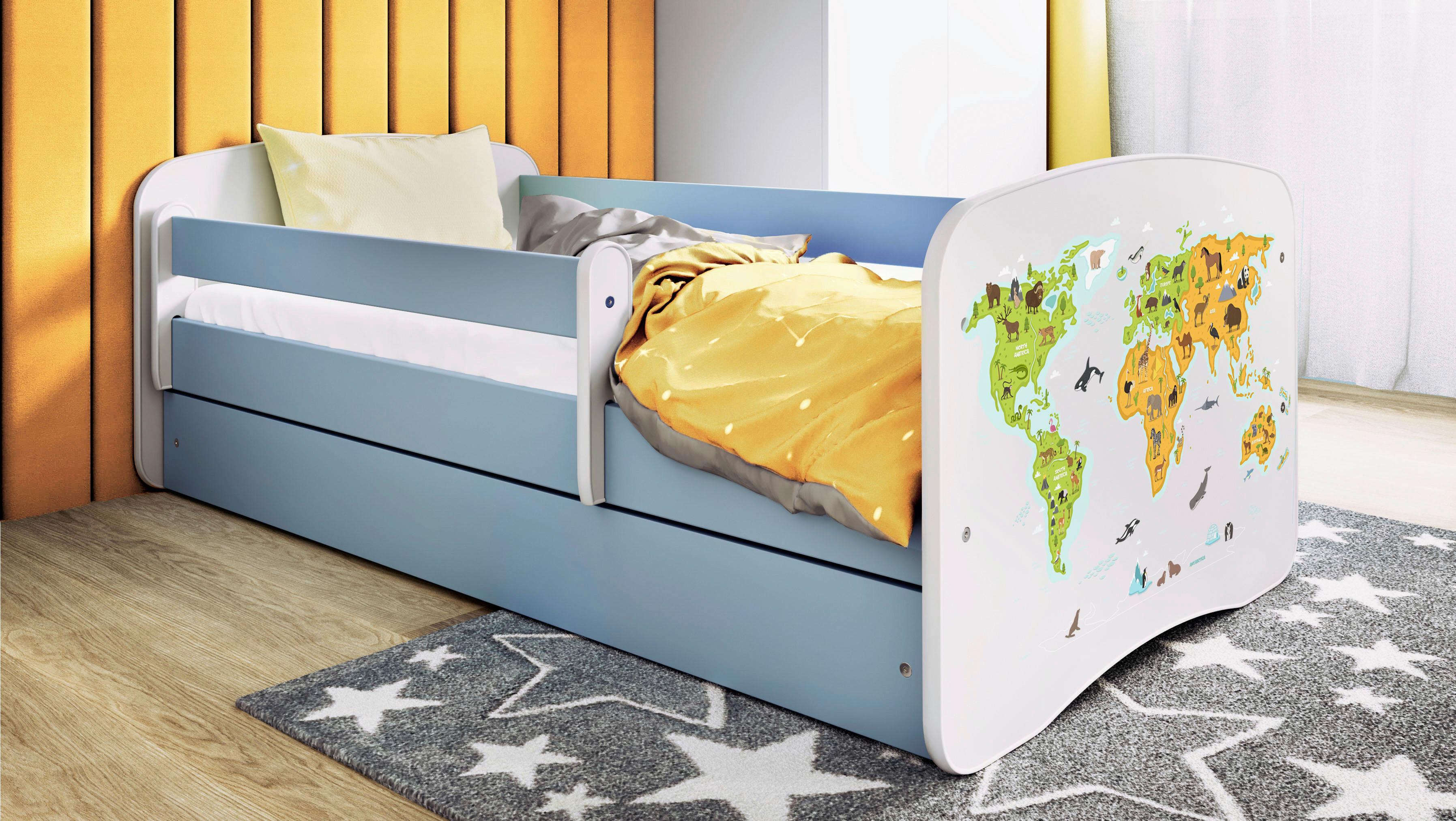 Kinder-/Juniorbett Babydreams inkl. Matratze 80x160 - Blau/Birkefarben, MODERN, Holz/Holzwerkstoff (80/160cm) - MID.YOU