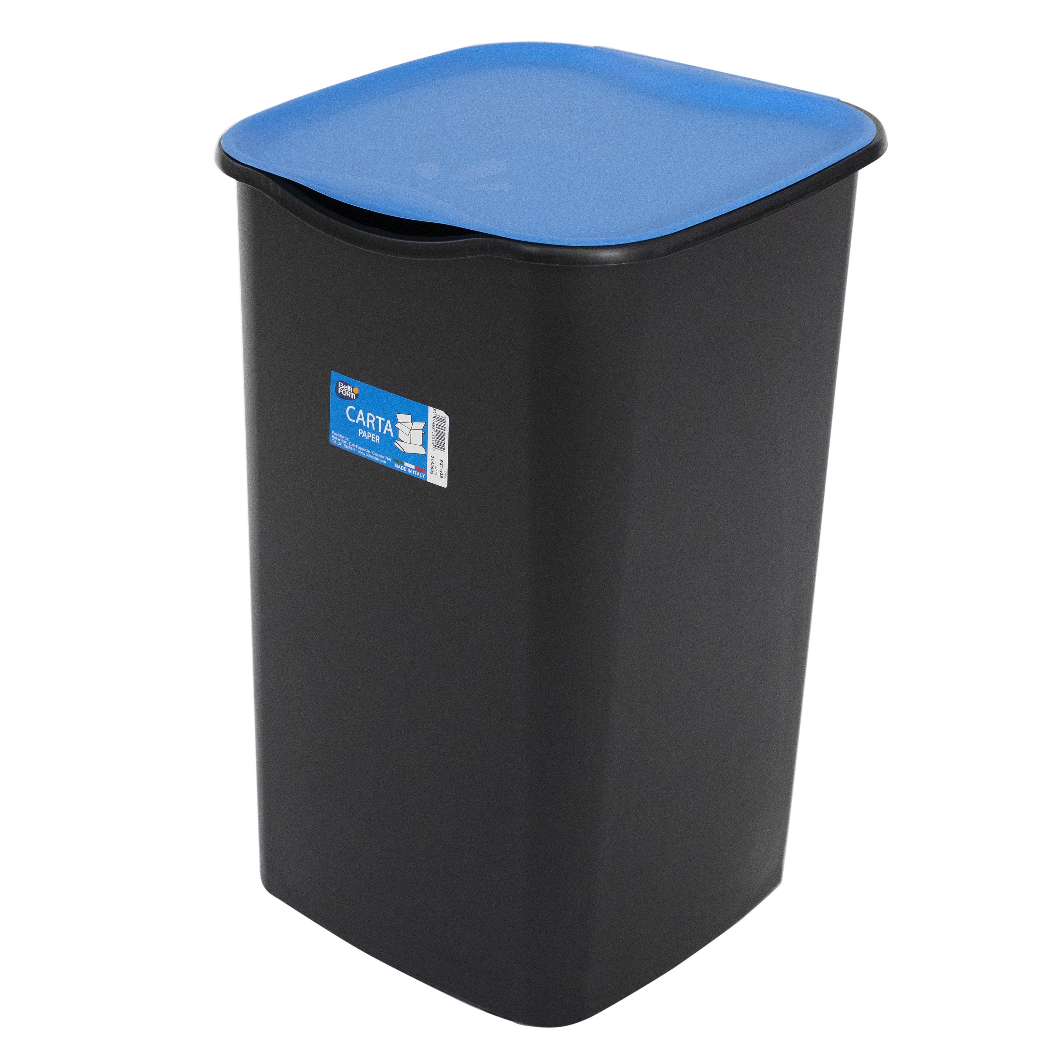 Mülleimer Elvara mit Deckel 50l Recycelter Kunststoff - Blau/Schwarz, Basics, Kunststoff (37,5/36/53,5cm)