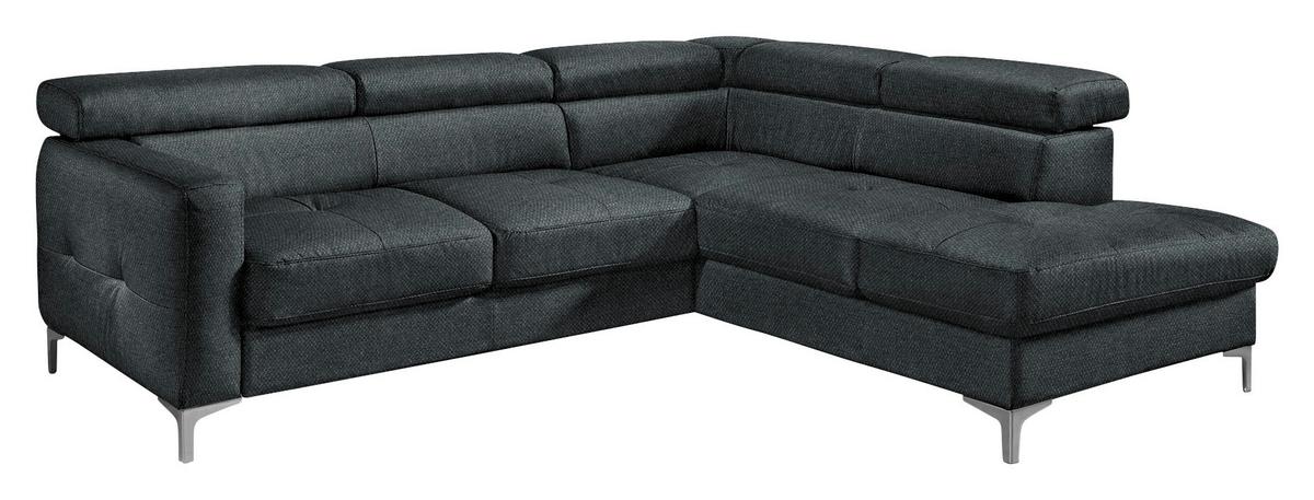 Ecksofa Sammy Schwarz - Chromfarben/Schwarz, Design, Textil (242/207cm) - Livetastic