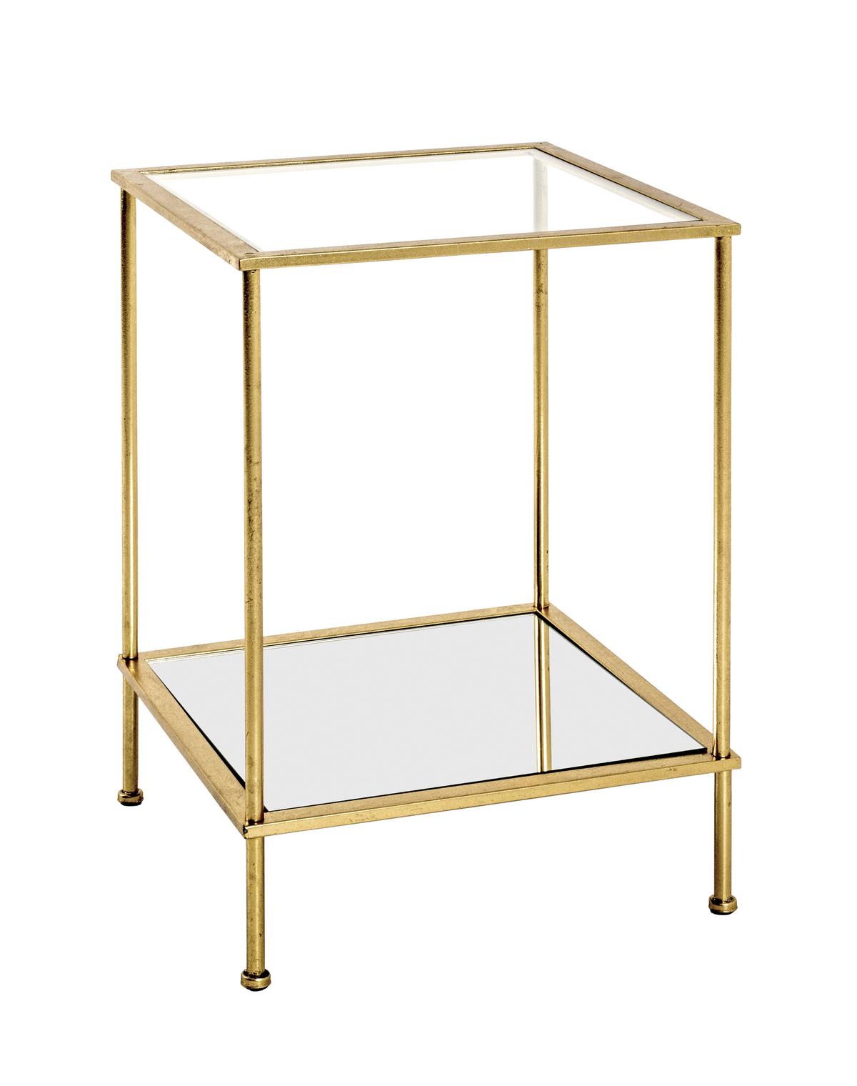 Príručný stolík FARO 2 - zlatá, Basics, kov/sklo (39/39/55cm)
