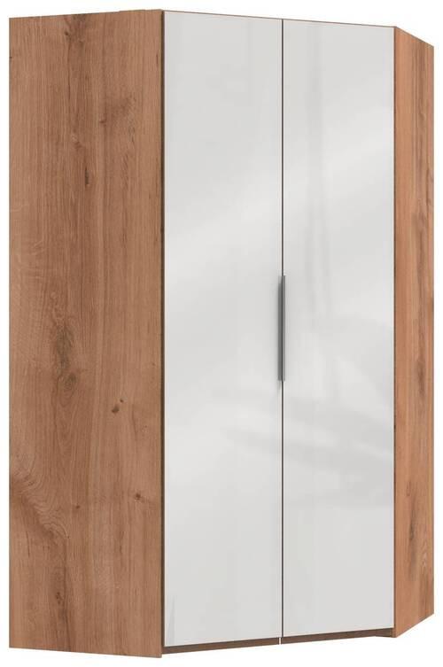 Eckschrank 120cm Level, Weiß/eiche Dekor - Eichefarben/Weiß, MODERN, Glas/Holzwerkstoff (120/216/120cm) - MID.YOU