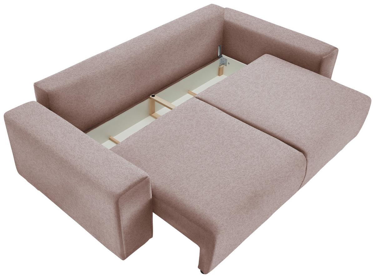 Schlafsofa Vouge Altrosa Bettkasten, B: 255 Cm - Buchefarben/Schwarz, KONVENTIONELL, Textil (255/86/123cm) - Livetastic