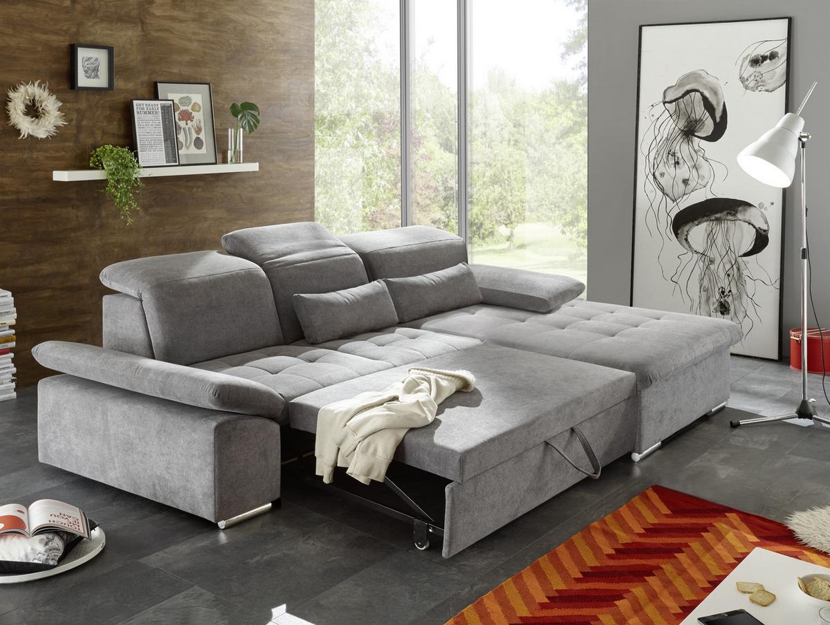 Rohová sedačka WAYNE LC - šedá/barvy stříbra, Konvenční, kompozitní dřevo/textil (276/188cm) - MID.YOU