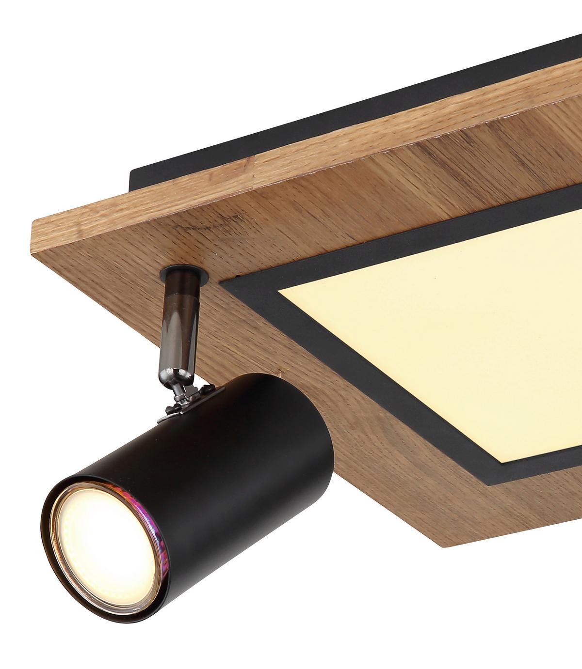 LED-Deckenleuchte L: 30 cm, 3-Flammig, Stufenschalter - Opal/Schwarz, Design, Holzwerkstoff/Kunststoff (30/30/18cm) - Globo