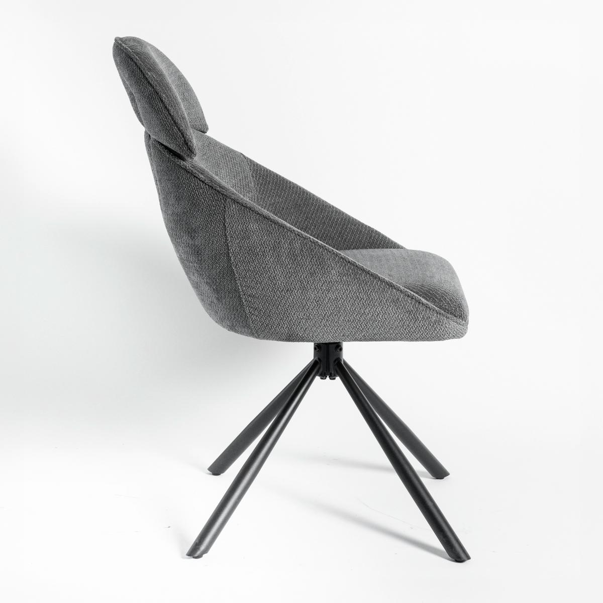 Stolička s podrúčkami Maira, tmavosivá, s látkovým poťahom - čierna/tmavosivá, Modern, kov/textil (59,5/93/66cm) - Bessagi Home