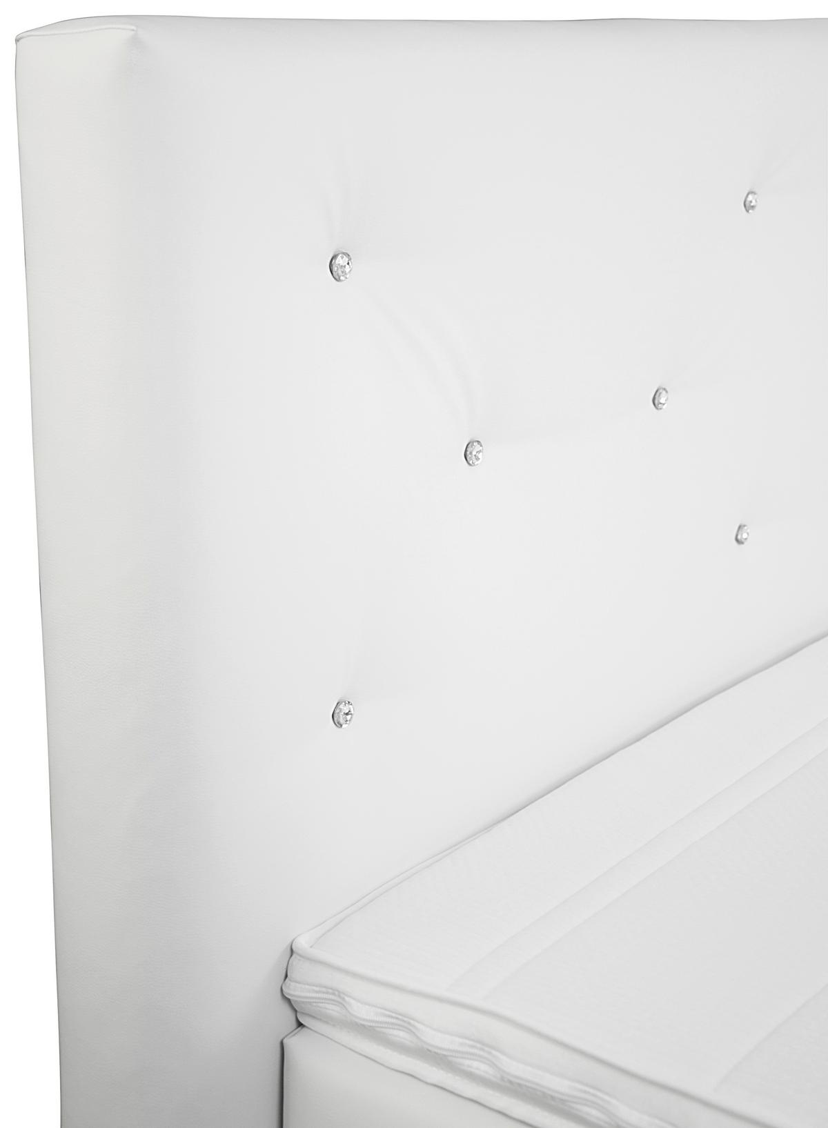 Boxspringbett Im Lederlook Mit Topper 180x200cm Luminosa - Schwarz/Weiß, MODERN, Textil (180/200cm)