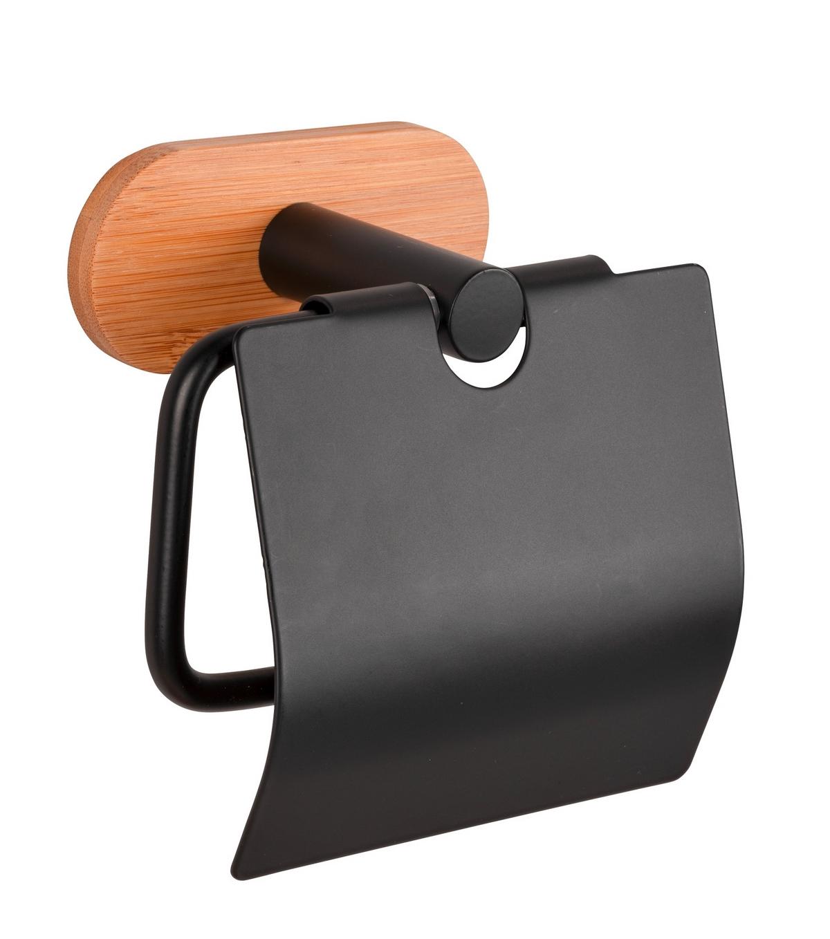 Držiak na toaletný papier OREA BAMBOO - SB - - čierna/prírodná farba, Modern, kov/drevo (13,5/12/7cm) - Mömax
