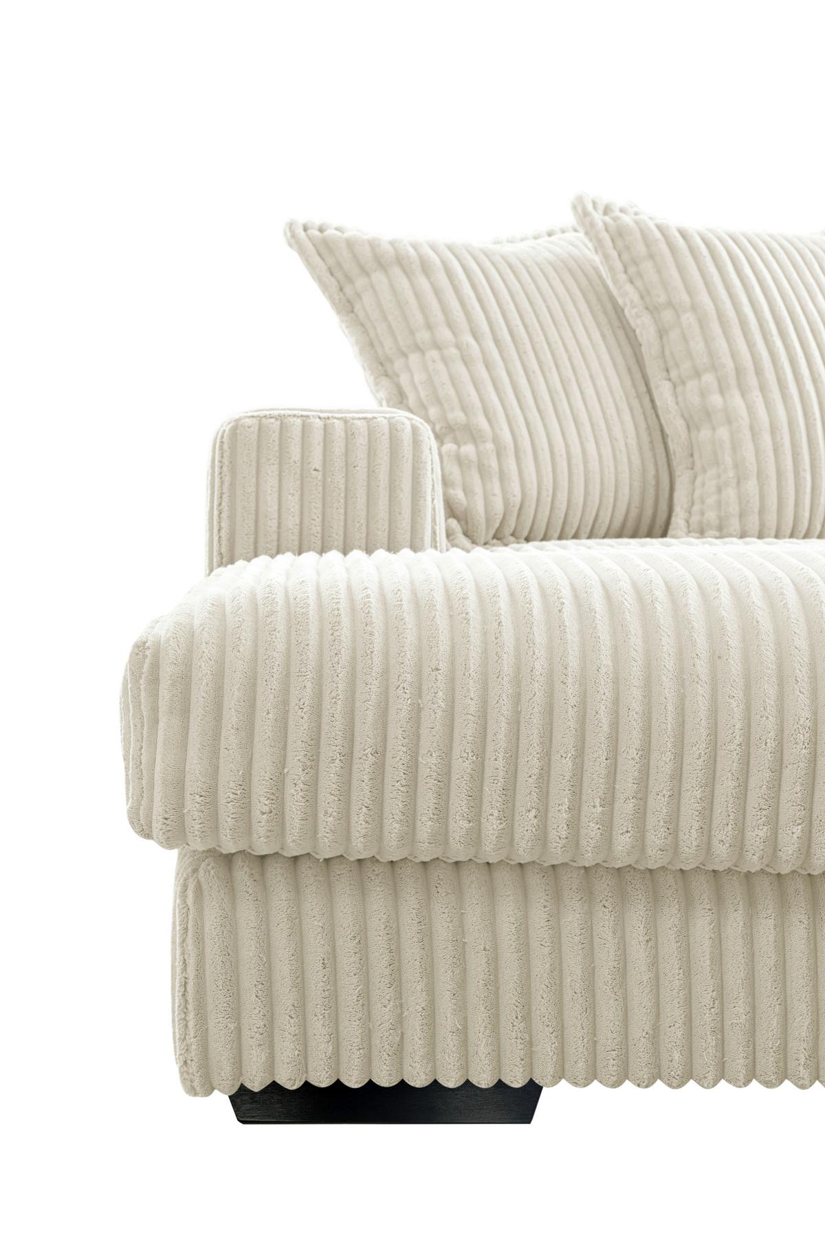 Ecksofa Funny Links Weiß, Mit Hocker, Schenkel: 195x285 Cm - Schwarz/Weiß, Basics, Textil (195/285cm) - Livetastic