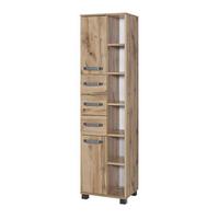 Hochschrank Milan Bxh: 41,9x 163,7 Cm Eiche Dekor - Eichefarben/Schwarz, KONVENTIONELL, Holzwerkstoff (41,9/163,7/32cm) - MID.YOU