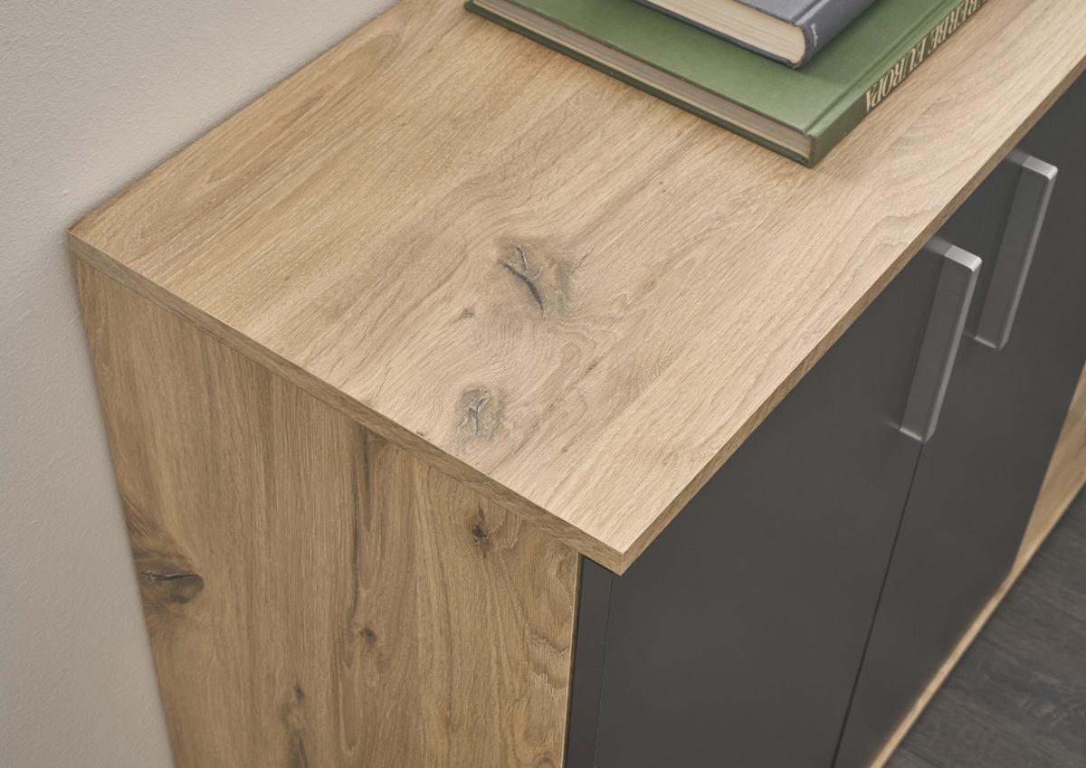 Kommode 160 cm Bc 1040 Eichefarben/Grau - Eichefarben/Silberfarben, Design, Holzwerkstoff (160/84/35cm) - MID.YOU