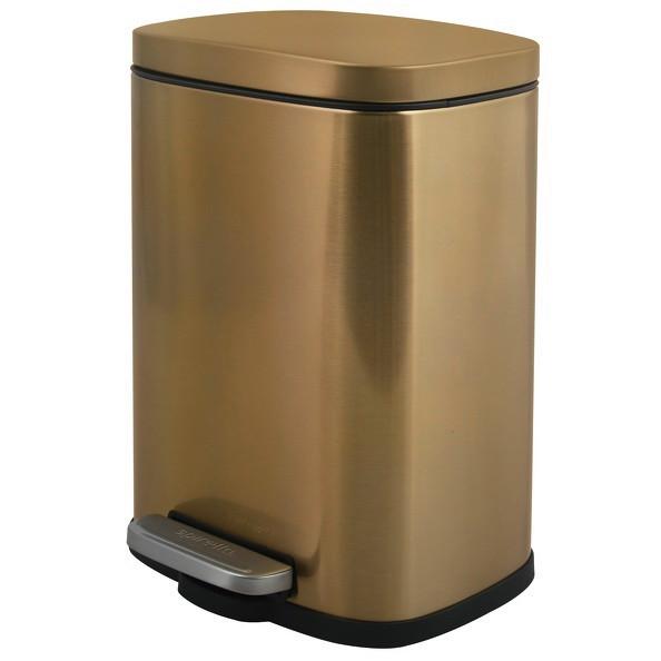 Treteimer Akira 5l Goldfarben Metall Lxbxh: 21,4x17,6x30 Cm - Goldfarben/Schwarz, Basics, Kunststoff/Metall (21,4/17,6/30cm)