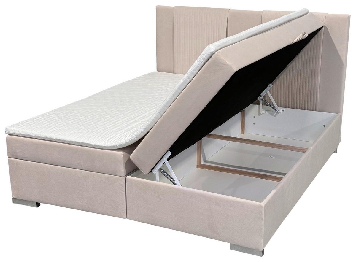Boxbett Dolly 180x200 Cm - Silberfarben/Creme, Basics, Holzwerkstoff/Textil (180/200cm) - Livetastic
